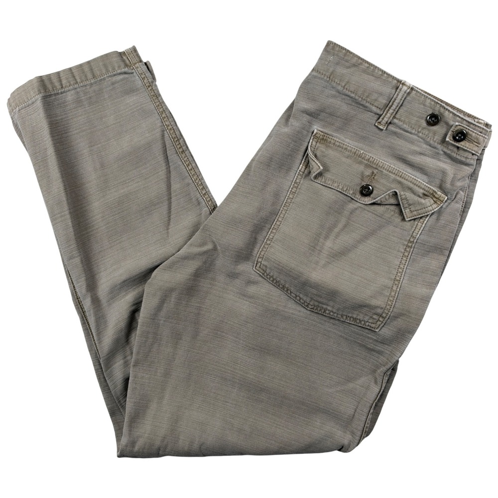 Outerknown Utility Pants Mens 36 Khaki Organic Cotton Slub Texture Fatigue